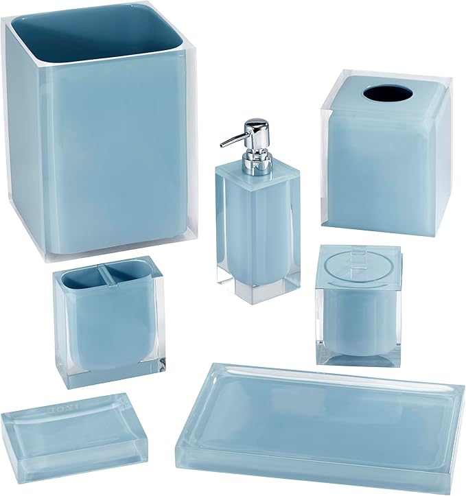 Izod - Covered Jar Multipurpose Countertop Accessories Durable Resin Organizer Dorm Room Essentials Sleek Modern Home Decor (Marina Collection Blue)