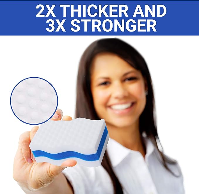 (25 Pack) Extra Durable Eraser Sponge by SCRUBIT - Kitchen Bathroom Floor &amp Wall Cleaner -Melamine Magic Cleaning Sponges - Extra Thick Erasers Best Cleaning Supplies for The Toughest Stains &a