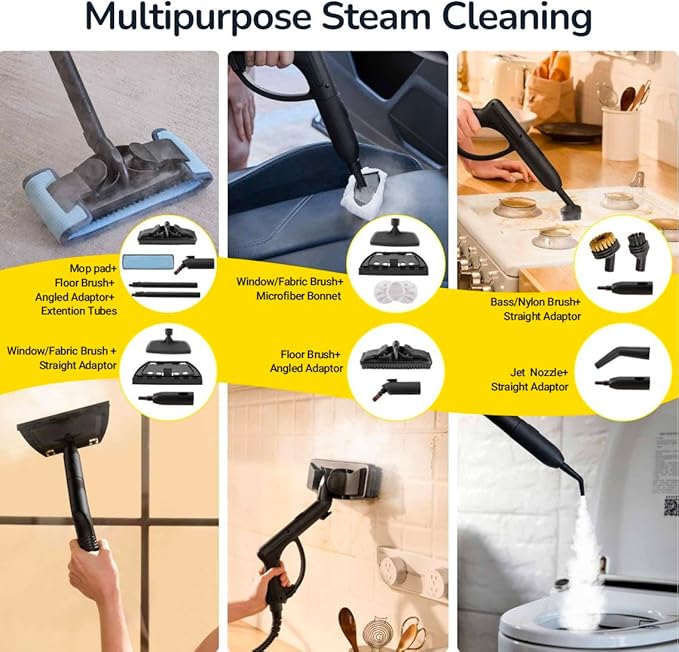 STEAMBOT® Heavy Duty Steam Cleaner with 2L Large Water Tank 28-in-1 Multipurpose steam cleaner for home High Temperature Deep Cleaning for Grout Floor Tile Oven Car Window&ampKitchenno chemic