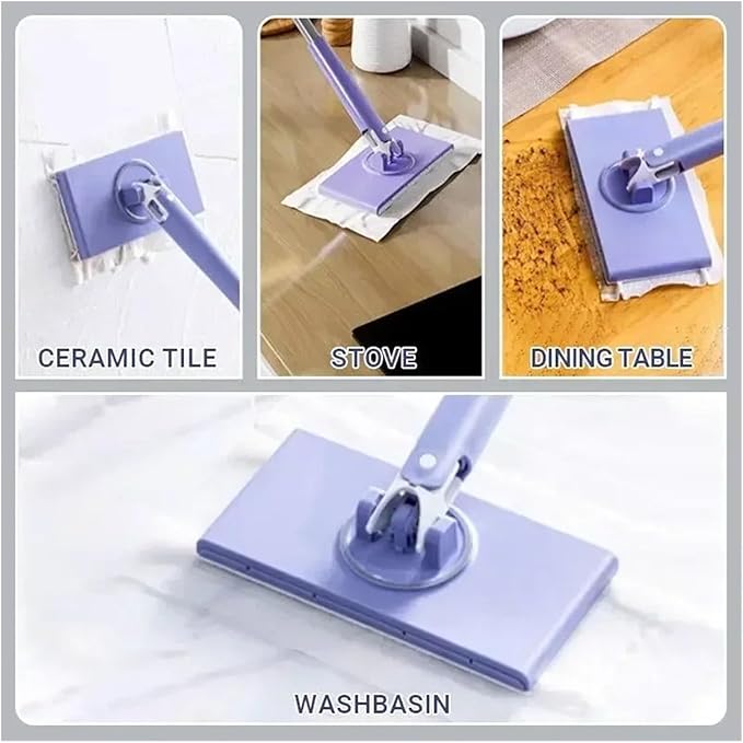 2-8PCS Household Cleaning Multifunctional Washcloth Mop Lazy Automatic Clip Cloth Flat Dusting Wipe Glass Small(B-4PCS)