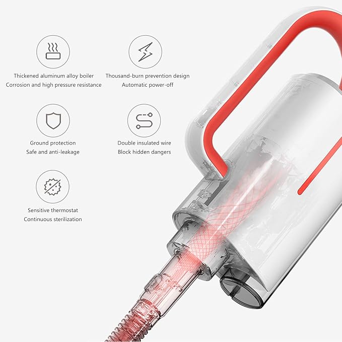 Multifunctional Steam Mop Hand-Held Cleaner All-In-One Carpet Floor 1300W Electric Mop Carpet with 12 Attachments And 2 Microfiber Pads White