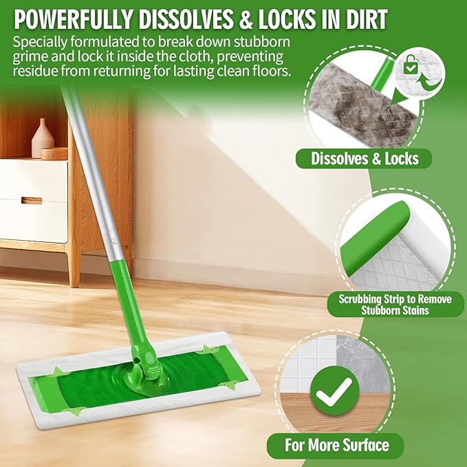 36 Count Heavy Duty Wet Pad Refills Compatible with Swiffer Sweeper Mop &amp Clorox Mop Disposable Unscented Wet Mopping Cloths for Multi-Surface Floor Cleaning