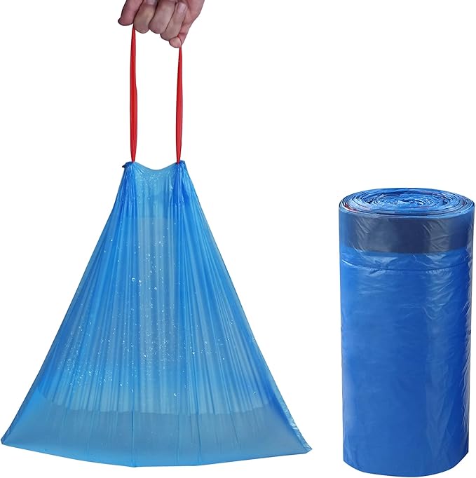 Fiaze Drawstring Trash Bags 6 Gallon 200 Counts (Blue)