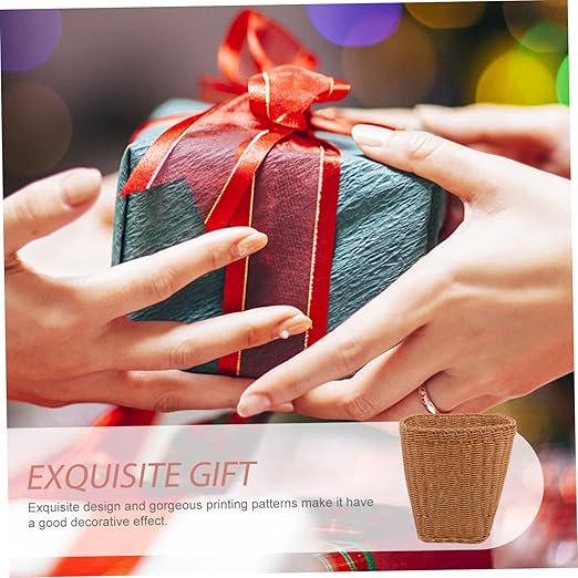 Versatile Woven Basket Rattan Trash Can for Sundries Storage Lightweight Multi Functional Wastebasket for Home Decor Organizing for Kitchen Living Room