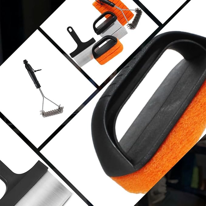 Griddle Cleaning Kit - Multifunctional Grill Cleaning Kit Griddle Scraper Stain Remover Tool | Flat Top Grill Cleaner Scraper for Restaurant Camping BBQ Dorm Picnic Hotel Apartment Party