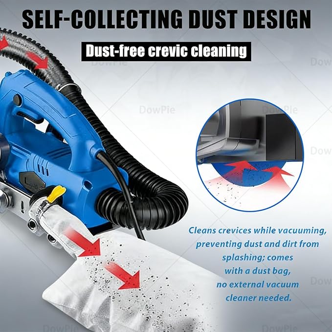 Automatic Electric Grout Cleaner Tile Joint Cleaning Machine with Adjustable Cutting Depth High Speed Brush &amp Dust Bag for Ceramic Tile Floor &amp Wall Seams 4sets