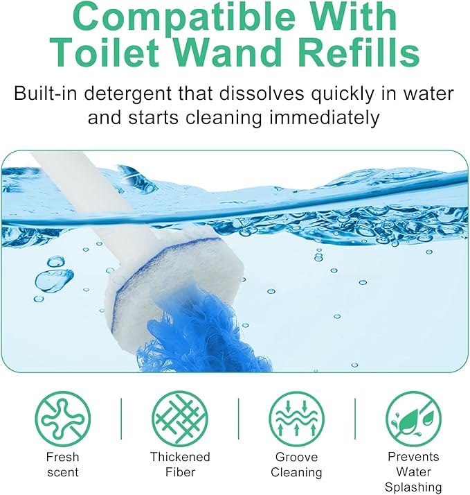 50pcs Disposable Toilet Wand Refills for CloroxReplacement Brush Heads Compatible with Most Toilet Wand Refill SystemUpgrade Fiber Cleaner Heads for Closestool Cleaning（not Included Brush Rod）