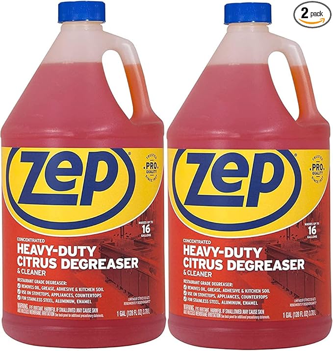 Zep Heavy-Duty Citrus Degreaser Refill - 1 Gallon (Case of 2) ZUCIT128 - Professional Strength Cleaner and Degreaser Concentrated Pro Formula