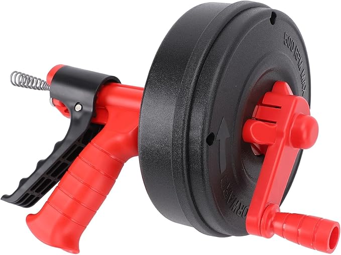 AUNMAS 65 Manganese Steel Drain Snake Manual Drill Powered Pipe Unblocker Flexible 65ft Clog Remover for Toilet Sink Bathtub (Fits 2-3 Pipes) (7.5m Spring)