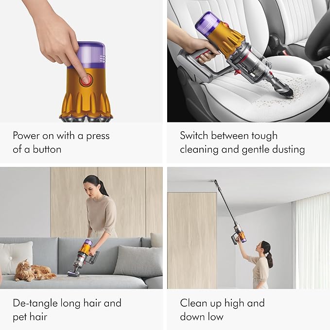 Dyson V12 Detect Slim Cordless Vacuum CleanerYellow/Iron (Renewed) Large