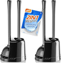 Toilet Plunger and Brush2 Pack Bowl Brush and Heavy Duty Toilet Plunger Set with Ventilated Holder 2-in-1 Toilet Brush and Plunger Combo for 5.3-inch Toilet Drain Bathroom Cleaning