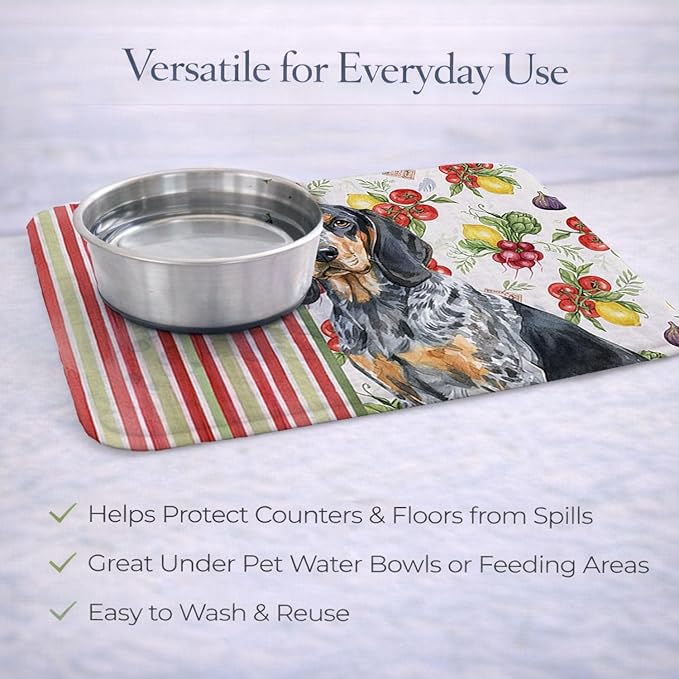Caroline's Treasures Bluetick Coonhound Vegetables Dish Drying Mat Absorbent Dish Drying Mat Pad for Kitchen Counter Dish Drainer Mat for Countertop 14 x 21 Multicolor