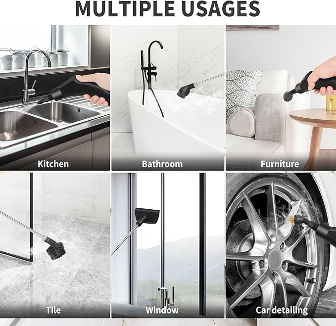 6 Level Adjustable Handheld Steam Cleaner for Home15s Heat-Up Pressurized Steamer for Cleaning1.29 Quarts Tank Portable Steam Cleaner Handheld for Car