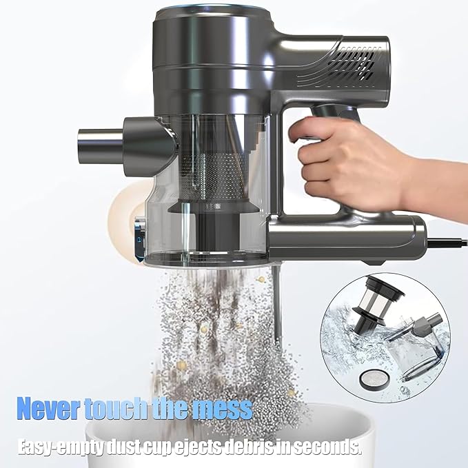 Corded Stick Vacuum Cleaner 25Kpa Powerful Stick Vacuum 2 in 1 Vacuum Cleaners1.2 L Dust Cup Corded Handheld Vacuum Pet for Hair Short-Pile Carpet Hardfloor (Sky Blue)