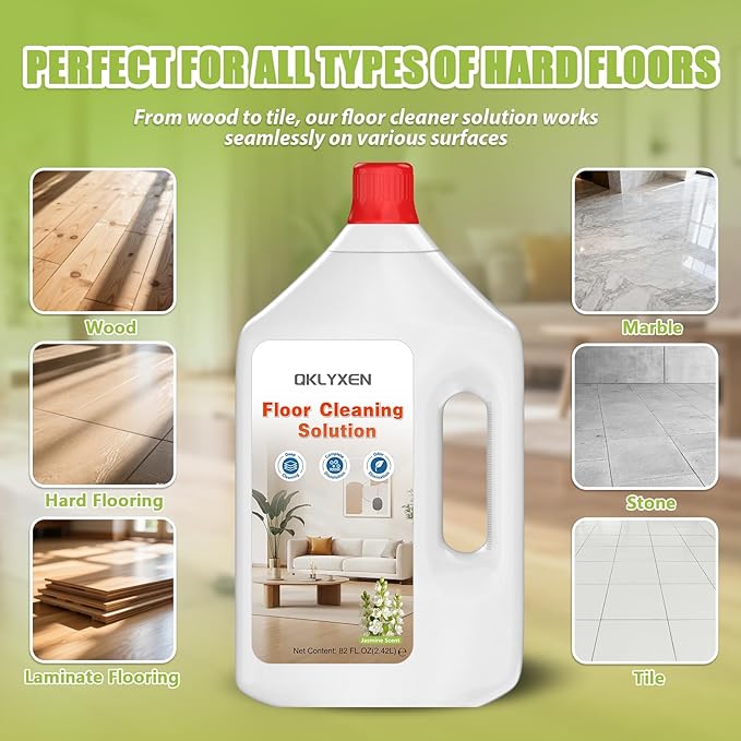 Floor Cleaning Solution Compatible with Roborock – 82 FL OZ Jasmine Floor Cleaner – Soft Long-lasting Fragrance – For All Cordless Wet/Dry Vacuum Mop Cleaner &amp Robot Vacuums with Mopping
