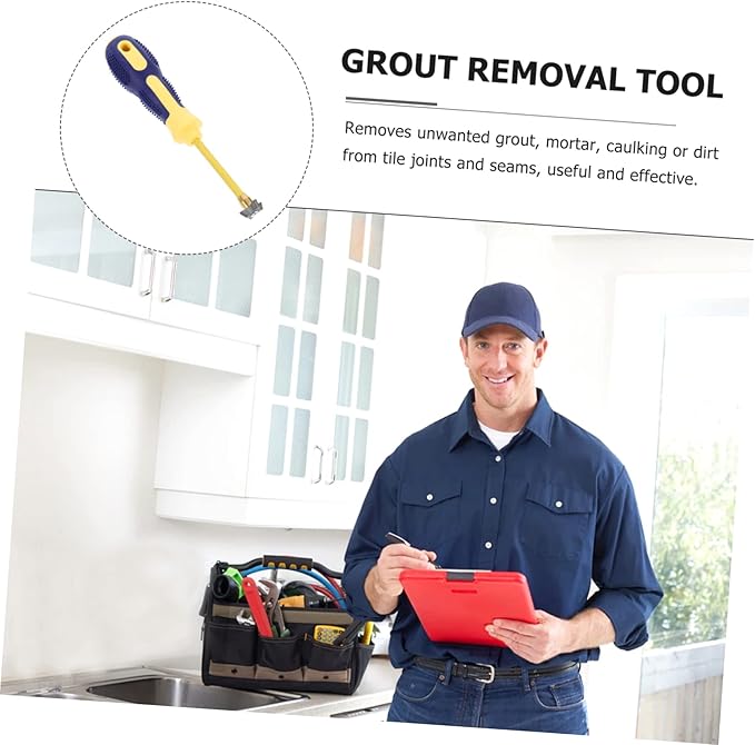 jojofuny 2pcs Professional Grout Removal Tool Caulking Remover Grout Cleaner Scraper Tile Joint Cleaner