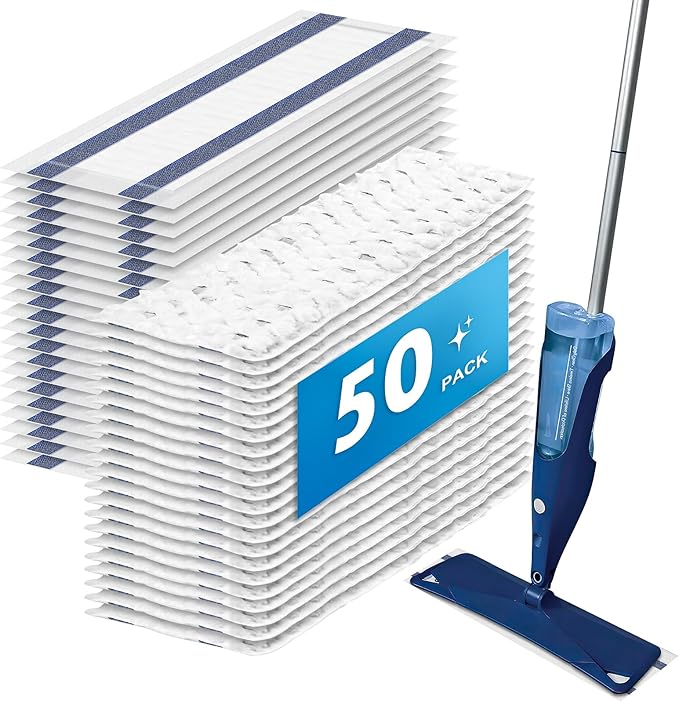 50 Pack Disposable Microfiber Cleaning Mop Pads for Bona Mop Series Heavy Duty Disposable Sweeping Pad Replacement Refill