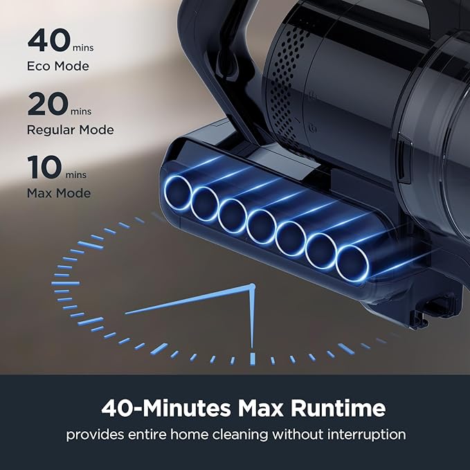 Eureka RapidClean Pro NEC280TL Cordless Stick Vacuum Cleaner – Lightweight 5.3 lbs 40-Min Runtime LED Headlights 3 Power Modes Ideal for Pet Hair Hard Floors &amp Carpets