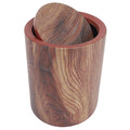ABOOFAN Wood Grain Round Trash Can with Flip Lid Medium Capacity Garbage Bin for Home Use Compact Wastebasket for Living Room Kitchen and Bathroom Management