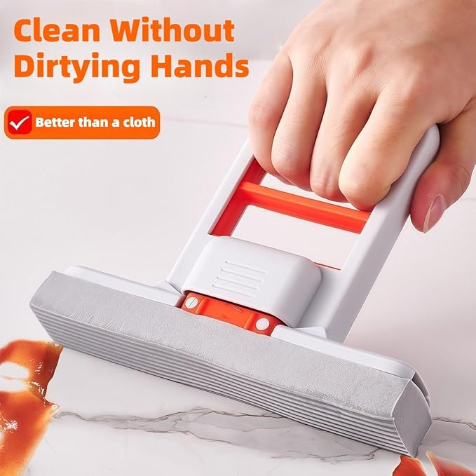 Cloth Changing Mini Mop with a Mini Foldable Desktop Mop Flat Dust Mop for Dry Wet Disposable PadsKitchen Cabinet Counter Wall Spills and Oily Stains Cleaning (Lazy Mops Set)