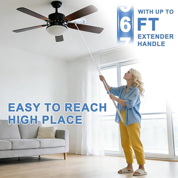 KeFanta Duster Refill Kit with 6 ft Super Extendable Handle Compatible with Swiffer 360° Disposable Microfiber Dusting Pads for Home Cleaning Ceiling Fan Window Hard-to-Reach Areas 20Pcs