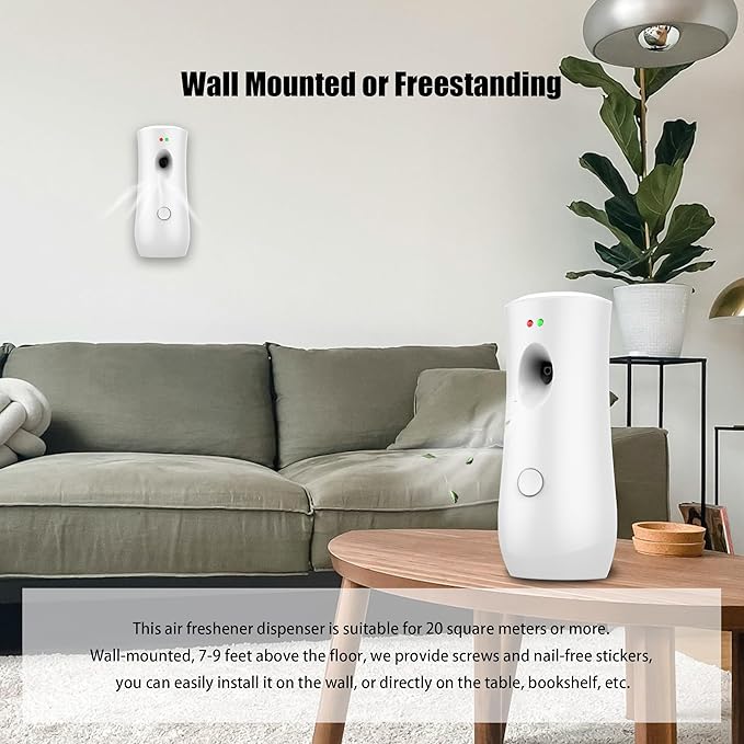 (4-Pack) Auto Air Freshener Spray Dispenser Free Stand or Wall Mounted Automatic Aerosol Aroma Machines are Widely Used in Hotels Bedrooms Airports Bathrooms Offices Commercial Places (White 003)