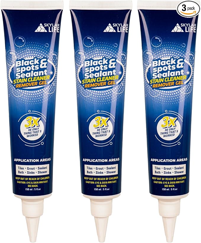 SKYLAR LIFE Black spots &amp Sealant Cleaner Caulk Whitener Black Stain Problem Solver Best for Home SinkKitchenShowersBathroom and Floor Tile (3-Pack)