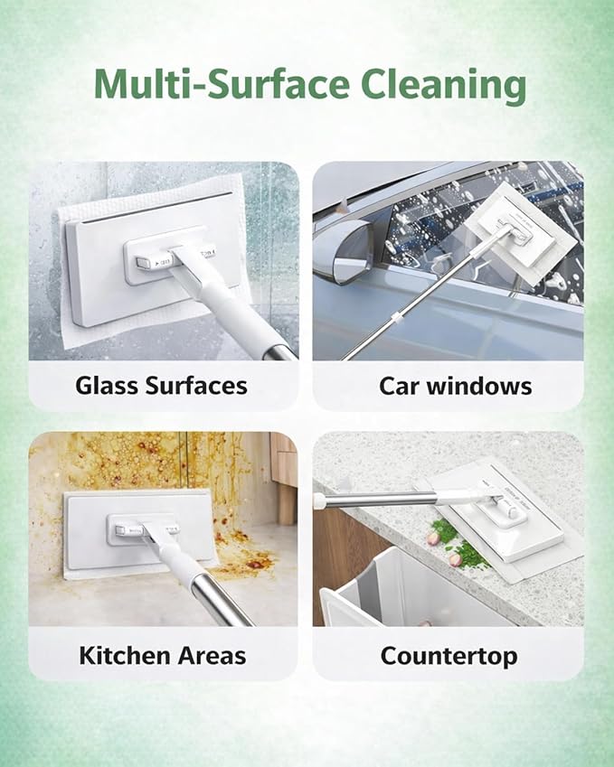 Cloth Changing Mini Mop Zero Touch Lazy Mop Clip Clamp Disposable Dust Wet and Dry Compatible Click Snap Easy Wall Floor Clean Reusable for Small Spaces (2PCS)