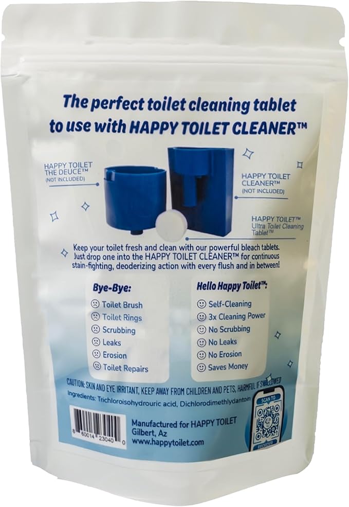 Happy Toilet Cleaner Automatic Toilet Bowl Cleaner Tablets Ultra-Strength Bathroom Toilet Tank Cleaner Tablets for Tank - Toilet Bowl Cleaners Resealable 72-Pack Bag