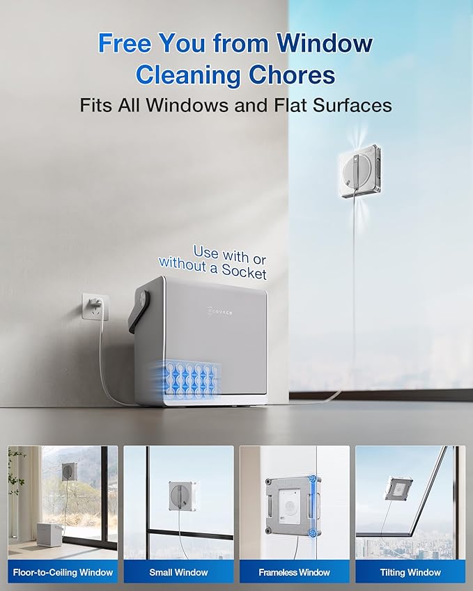 ECOVACS WINBOT W2S Omni Window Cleaning Robot with 6-in-1 Multifunction Station TruEdge Edge-to-Edge Precision Triple Wide-Angle Spray Nozzles 12-Level Safety System Dual Power Modes