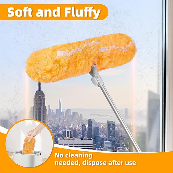 6 ft Extendable Handle with 20 Duster Refills Heavy Duty Duster Refills Kit Compatible with Swiffer 360 Disposable Microfiber Duster Pads for Ceiling Fan Window &amp Hard to Reach Areas Cleaning