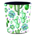 10L/2.64 Gallon PU Leather Trash Can Decorative Waterproof Wastebasket Dustbin Garbage Bin for Home Office Bathroom - Cactus B