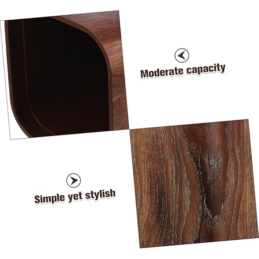 DOITOOL Wood Grain Trash Can Pattern Wastebasket for Bathroom Kitchen Office Elegant and Space-Saving Design Easy to Clean Reusable Rubbish Bin
