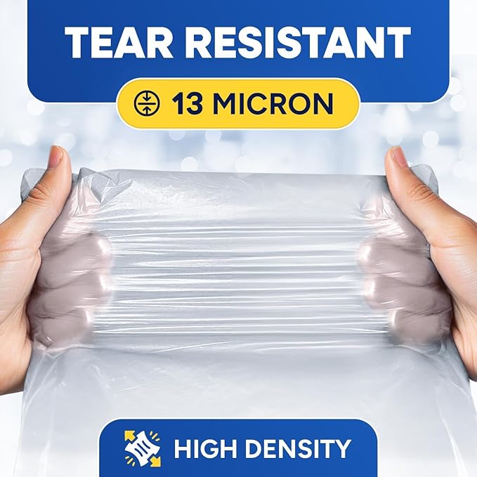 Plexon Clear Trash Bags 33 Gallon – W x 33 in. L x 40 in High-Density Garbage Can Liners 13 Micron Thick – Fits Round &amp Square Cans – Bulk Pack of 500 – Heavy-Duty Bags for Indoor and Outdoor U