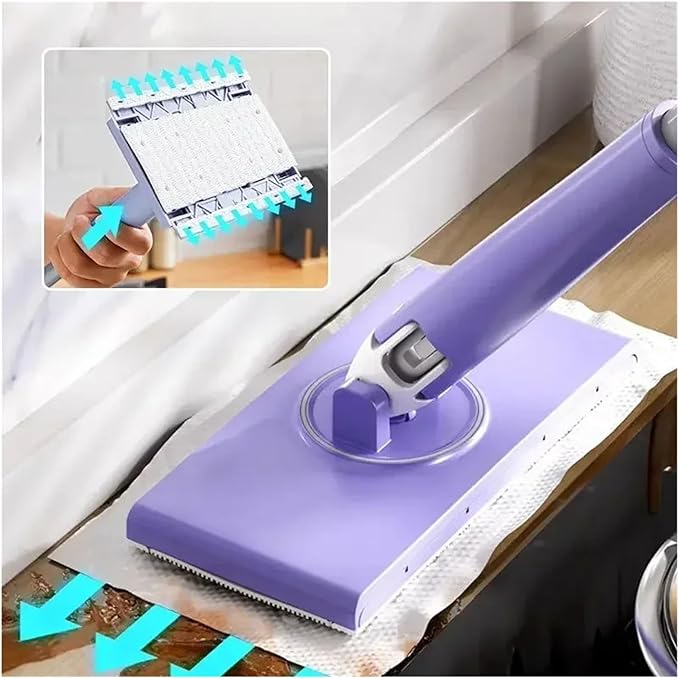 2-8PCS Household Cleaning Multifunctional Washcloth Mop Lazy Automatic Clip Cloth Flat Dusting Wipe Glass Small(A-2PCS)