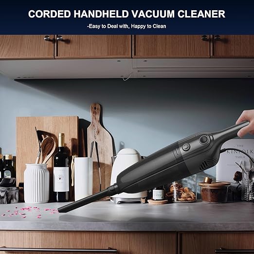 Vacuum Cleaners for Home - Corded Stick Vacuum Cleaner High Power Suction Vac for Pet Hair Carpet Hardwood Floor Household Hand Lightweight Handheld Portable Car Vac MC Black