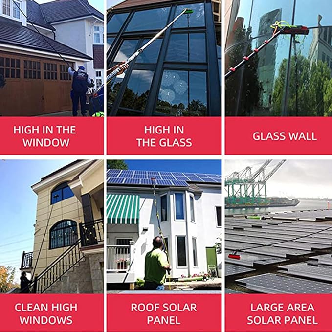 3.6-10.8m Telescopic Window Cleaner Window Cleaning Pole Water fed Telescopic Brush Window Cleaner kit extendable Solar Panel Washing Equipment Cleaning Conservatory roofBrushhead35cm-3