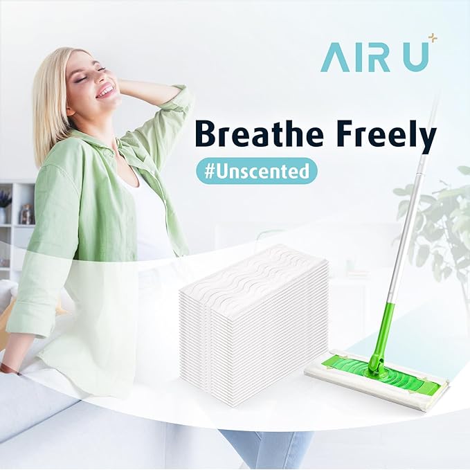AIR U+ Wet Pads Refill for Swiffer Sweeper Wet Mopping Cloth Unscented Disposable Floor Cleaning Wipes 30 Count