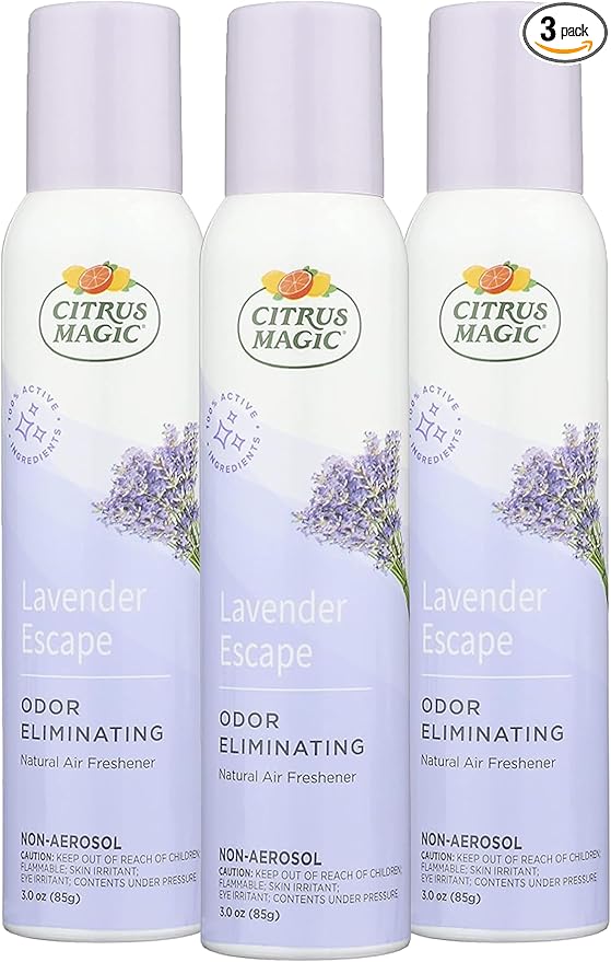 Citrus Magic Odor Eliminating Air Freshener Spray Lavender Escape 3-Ounce Pack of 3