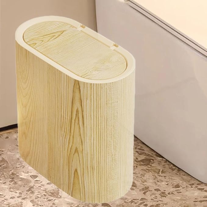 Trash Can Restroom Waste Basket Simplistic Large Capacity Garbage Bin Toilet Wastebasket for Bedroom Living Room Kitchen Home with Lid