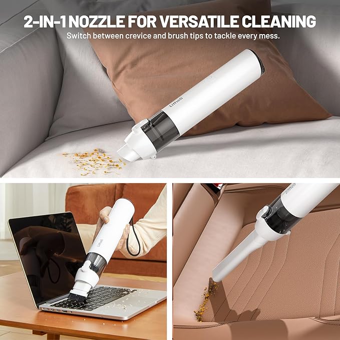 LiTHELi Handheld Vacuum Cleaner Cordless10000Pa Suction Power with Rechargeable U Battery Ultra Lightweight Mini Car Vacuumfor Car Home Pet and Other Crevices Yellow