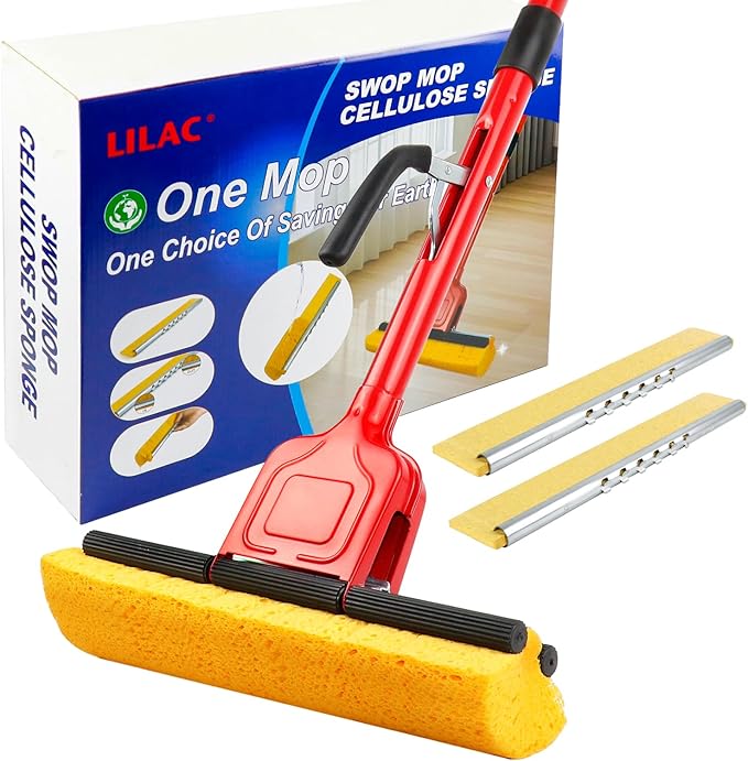 4 Pack of Replaceable Compressed Cellulose Sponge Mop HeadsSize:12.8 Inch(only 4 mop Heads not Include Handle)