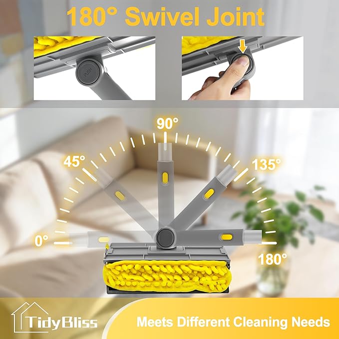 77” Ceiling Fan Blades Cleaner Duster with Extension Pole Extendable Flexible Dust Cleaning Brush Reusable Chenille Mop for Baseboard Wall Floor Blinds Cobweb