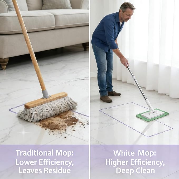Lock Grip Compact Mop Zero Touch Lazy Mop with Clip-On Lock &amp 3-Second Cloth Change for Wet and Dry Cleaning on Floors Tiles Walls Windows Corners Baseboards Ceiling Edges &amp Tight Space