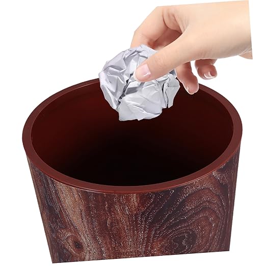 Zerodeko Retro Wood Grain Large Capacity Waste Basket for Home Kitchen Office and Bathroom and Stylish Trash Can with Easy Maintenance