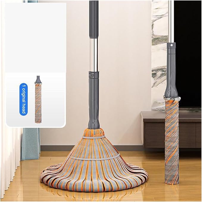 360 Rotating Self Wringing Twist Mop with Long Handle Easy Squeeze Wet Dry Dual Use Multifunctional for Floor Cleaning