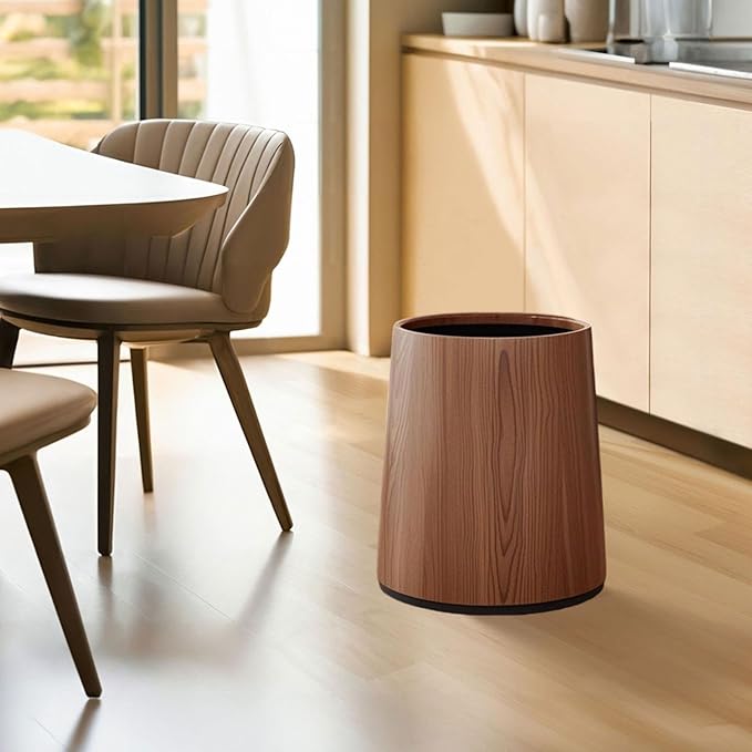 Trash Bin Wastebasket Removable Inner Portable Modern Paper Basket Bathroom Trash Can for Office Laundry Kitchen Restroom S Brown