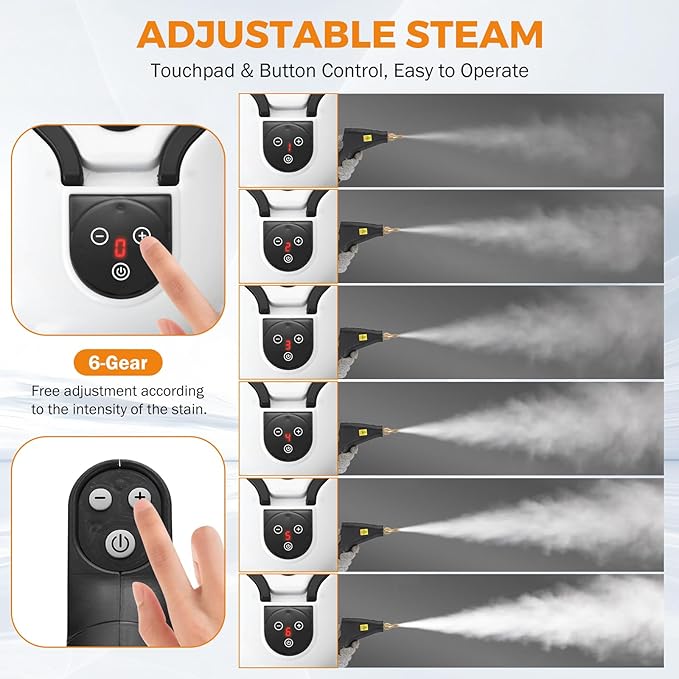BEAMNOVA Steam Cleaner for Car Detailing 1.2L (41oz) Water Container Handheld Steamer for Cleaning Portable Steam Gun High Pressure Multipurpose Steam Machine White
