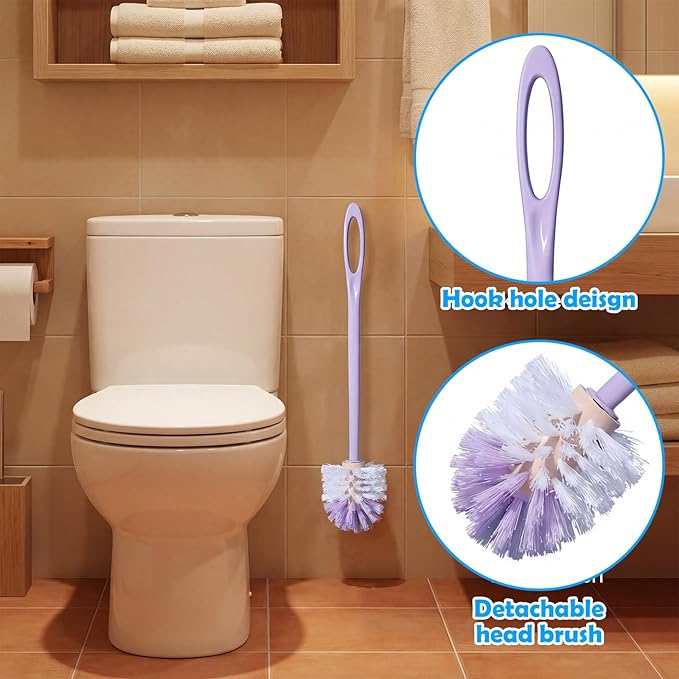 12 Pcs 17.3 Inch Purple Toilet Brush Bulk with Hook Hole Long Handle Toilet Bowl Cleaner Scrubber for Bathroom Household Cleaning Supplies Christmas Home Gifts