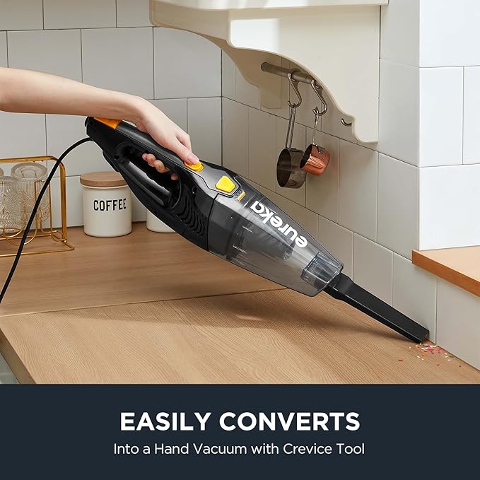 Eureka Blaze Stick Vacuum Cleaner Powerful Suction 3-in-1 Small Handheld Vac with Filter for Hard Floor Lightweight Upright Home Pet Hair Dark Black